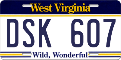 WV license plate DSK607
