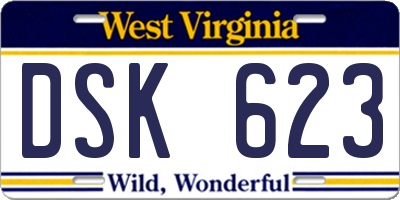 WV license plate DSK623