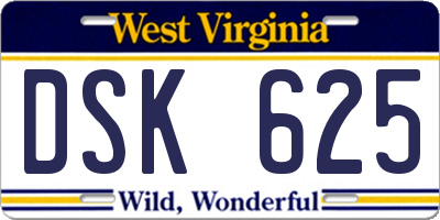 WV license plate DSK625