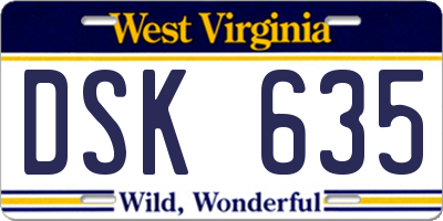 WV license plate DSK635