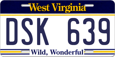WV license plate DSK639