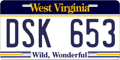 WV license plate DSK653