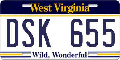 WV license plate DSK655