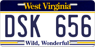 WV license plate DSK656