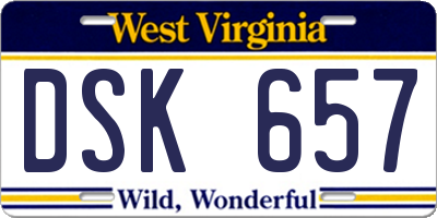WV license plate DSK657