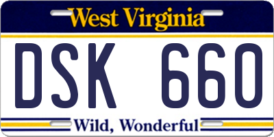 WV license plate DSK660