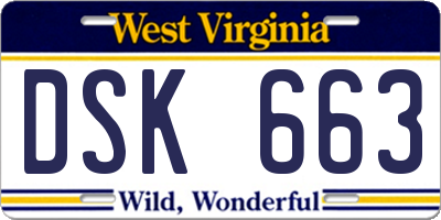 WV license plate DSK663