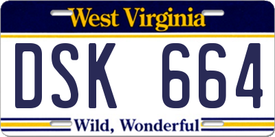 WV license plate DSK664