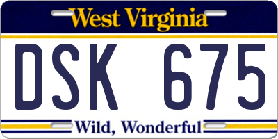 WV license plate DSK675