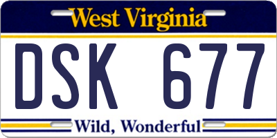 WV license plate DSK677