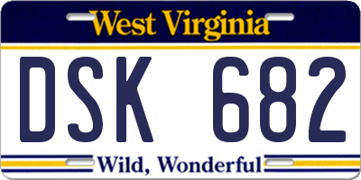 WV license plate DSK682