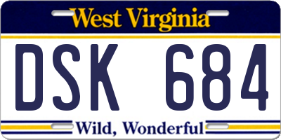 WV license plate DSK684