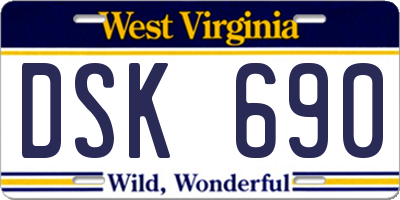 WV license plate DSK690