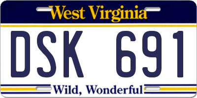 WV license plate DSK691