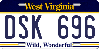 WV license plate DSK696