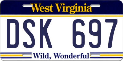 WV license plate DSK697