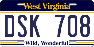 WV license plate DSK708