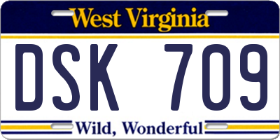 WV license plate DSK709