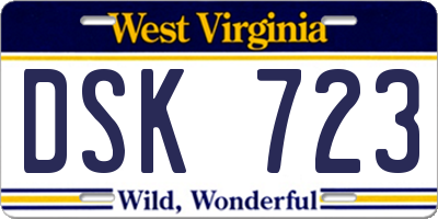 WV license plate DSK723