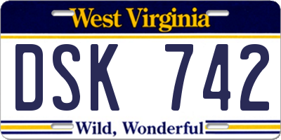 WV license plate DSK742