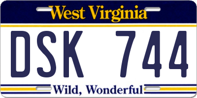 WV license plate DSK744