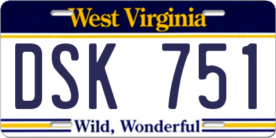 WV license plate DSK751
