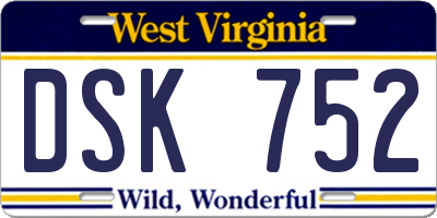 WV license plate DSK752
