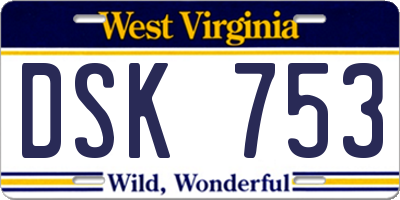 WV license plate DSK753