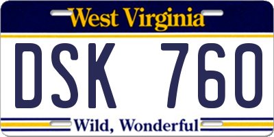 WV license plate DSK760