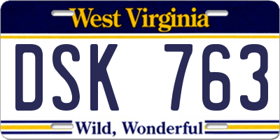 WV license plate DSK763
