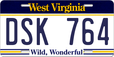 WV license plate DSK764