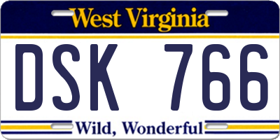 WV license plate DSK766