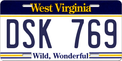 WV license plate DSK769