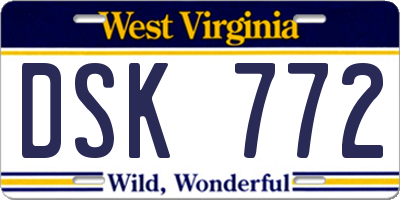 WV license plate DSK772