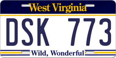 WV license plate DSK773