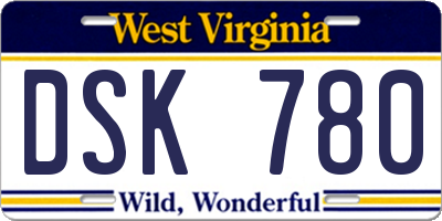 WV license plate DSK780