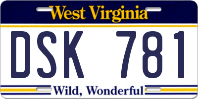 WV license plate DSK781