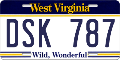 WV license plate DSK787