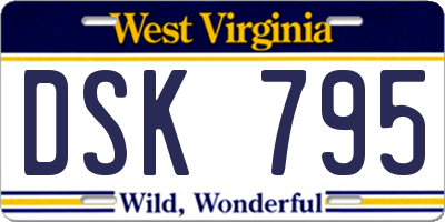 WV license plate DSK795