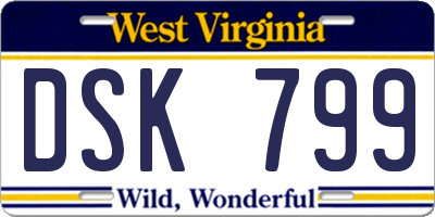 WV license plate DSK799