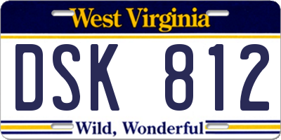 WV license plate DSK812