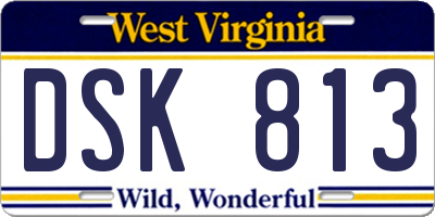 WV license plate DSK813