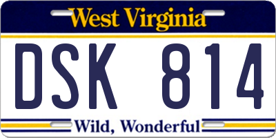 WV license plate DSK814