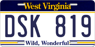 WV license plate DSK819