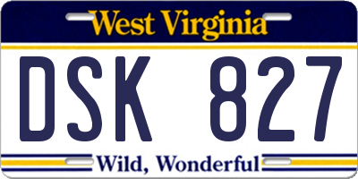 WV license plate DSK827