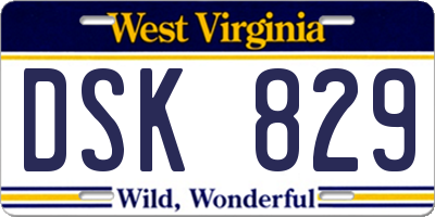 WV license plate DSK829