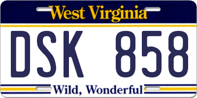 WV license plate DSK858