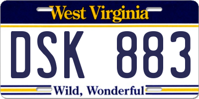 WV license plate DSK883