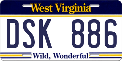 WV license plate DSK886