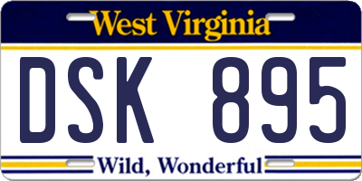 WV license plate DSK895